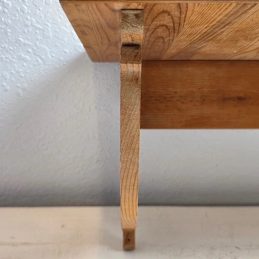 Rustic Wood Wall Shelf Spindle Brackets Striped Plank Top Brown Pine Handcrafted